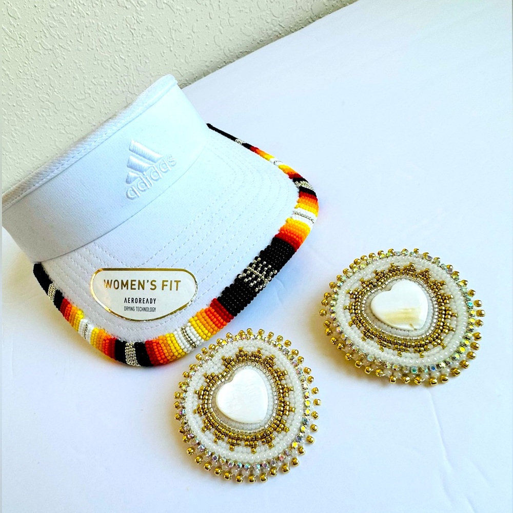 handmade beaded earrings adidas visor hat Bundle Set